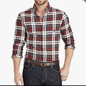 Chaps Brushed Flannel Plaid Button-down Mens  sz Large